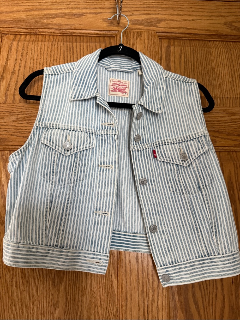 Levi's Light Blue & White Striped Denim Vest for Kids
